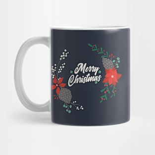 Winter Florals on Navy Mug